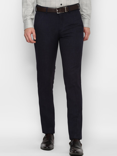 

Allen Solly Men Navy Blue Textured Slim Fit Formal Trousers