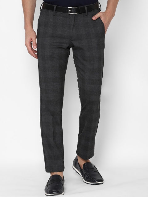 

Allen Solly Men Grey Checked Slim Fit Trousers