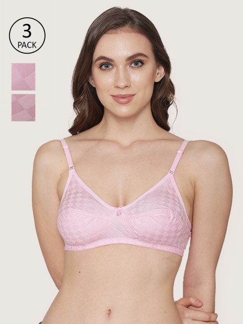 

Kalyani Pack Of 3 Pink Self Design Cotton T-shirt Bra