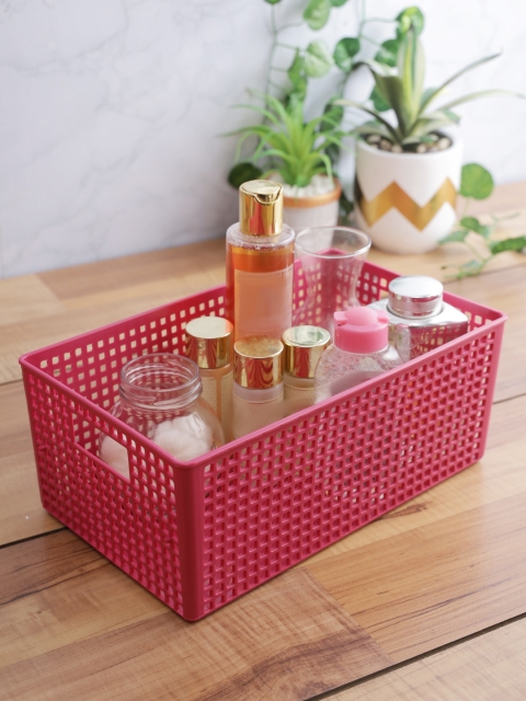 

Lock & Lock Pink Plastic Basket Organiser