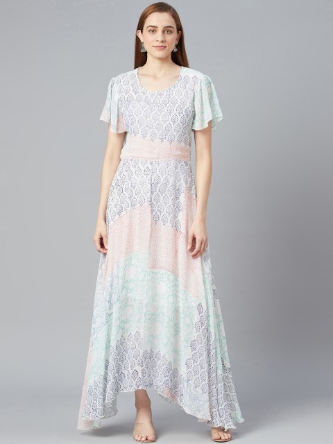 

I AM FOR YOU White Ethnic Motifs Georgette Maxi Dress