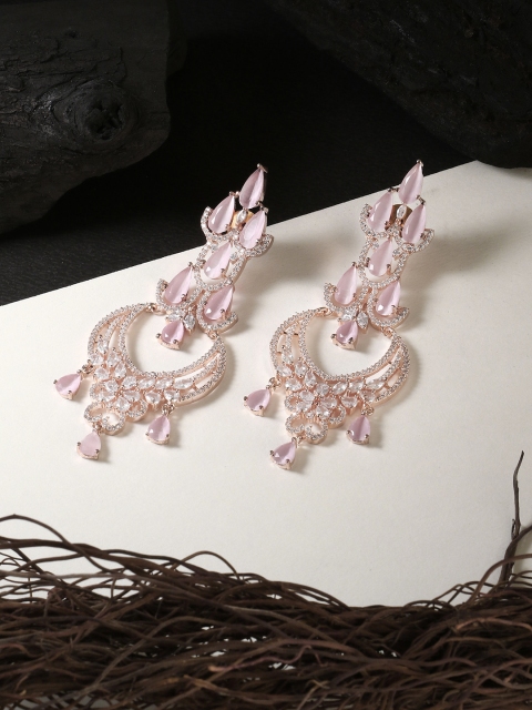 

Adwitiya Collection Rose Crescent Shaped Chandbalis Earrings, Pink