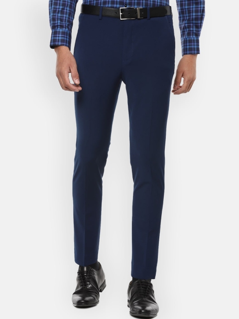 

Louis Philippe Permapress Men Navy Blue Formal Trousers