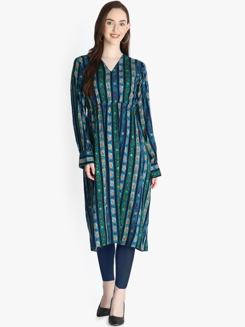 

OM SAI LATEST CREATION Women Teal Printed Kurta