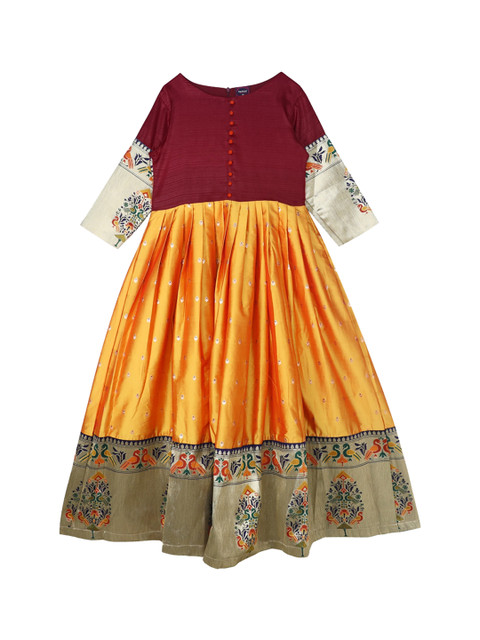 

Ishin Maroon Ethnic Motifs Maxi Dress