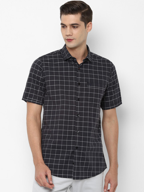 

Allen Solly Men Black Slim Fit Windowpane Checks Opaque Checked Casual Shirt