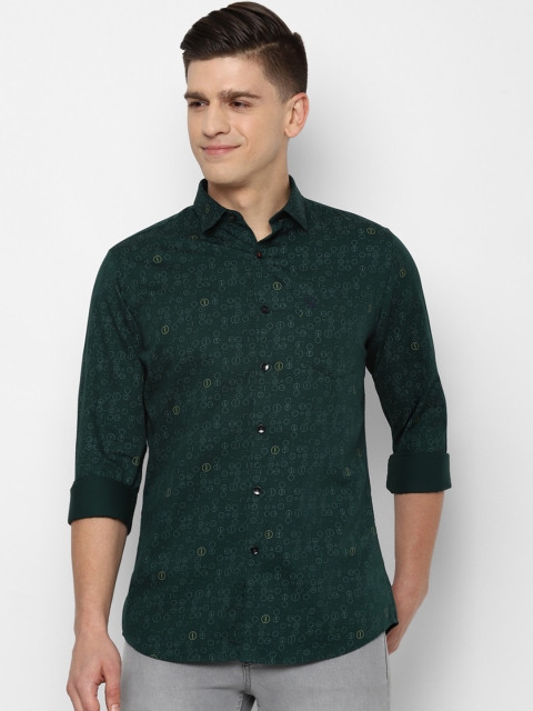 

Allen Solly Men Green & White Slim Fit Opaque Printed Pure Cotton Casual Shirt