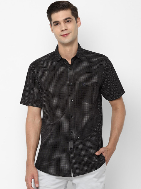 

Allen Solly Men Black & White Slim Fit Opaque Printed Pure Cotton Casual Shirt