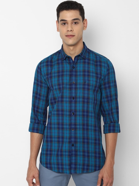 

Allen Solly Men Blue Slim Fit Tartan Checks Opaque Checked Casual Shirt