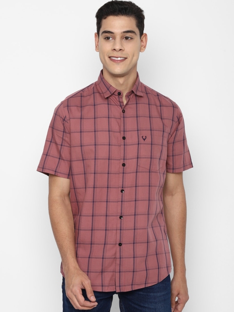 

Allen Solly Men Pink Slim Fit Windowpane Checks Opaque Checked Casual Shirt