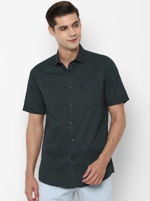 

Allen Solly Men Green & White Slim Fit Opaque Printed Pure Cotton Casual Shirt