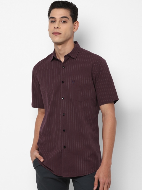 

Allen Solly Men Maroon & White Slim Fit Opaque Striped Pure Cotton Casual Shirt