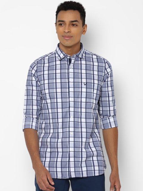 

Allen Solly Men Navy Blue & White Slim Fit Opaque Checked Pure Cotton Casual Shirt