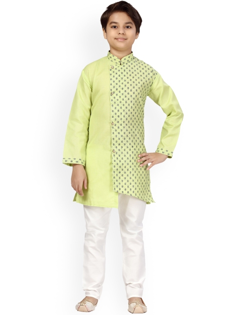 

LITTLE MAFIA BY Aarika Boys Lime Green Printed Regular Pure Cotton Kurta with Pyjamas