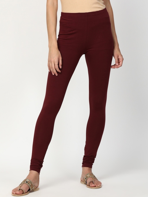 

V2 Value & Variety Women Burgundy Solid Churidar Length Leggings, Maroon