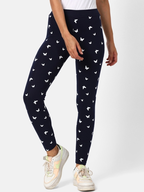 

V2 Value & Variety Women Navy Blue & White Printed Ankle-Length Leggings