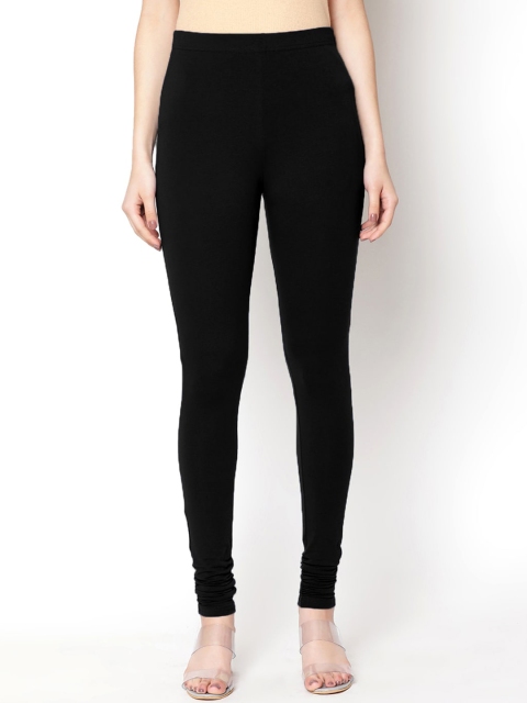 

V2 Value & Variety Women Black Solid Cotton Churidar-Length Leggings