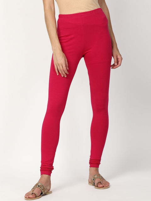 

V2 Value & Variety Women Pink Solid Churidar-Length Cotton Leggings