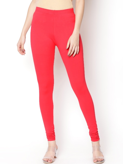 

V2 Value & Variety Women Red Solid Cotton Churidar-Length Leggings