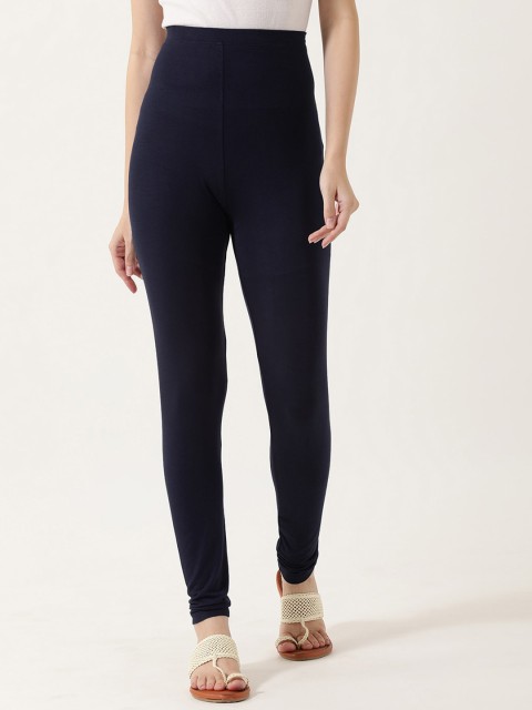 

V2 Value & Variety Women Navy Blue Solid Cotton Churidar-Length Leggings