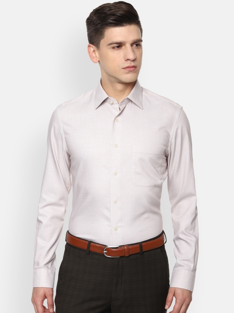 

Louis Philippe Permapress Men Beige Opaque Striped Formal Shirt