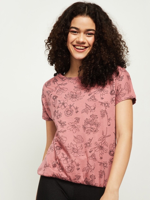 

max Women Pink Floral Printed T-shirt