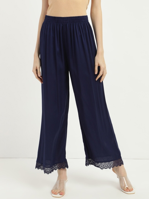 

V2 Value & Variety Women Navy Blue Knitted Ethnic Palazzos
