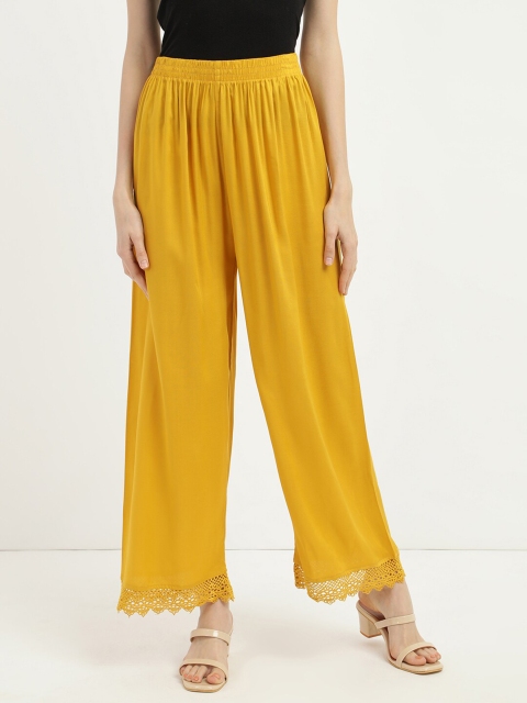 

V2 Value & Variety Women Mustard Yellow Knitted Ethnic Palazzos