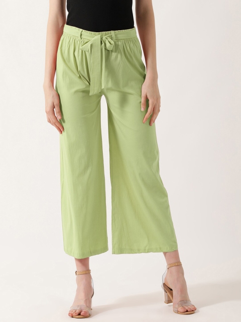 

V2 Value & Variety Women Green Knitted Cropped Ethnic Palazzos