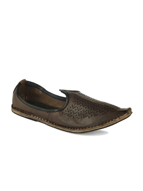 

Hulya Men Brown Perforated Leather Mojaris