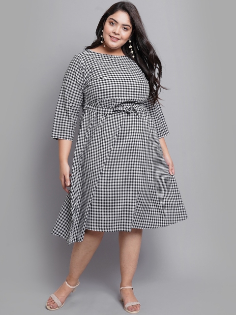 

PrettyPlus by Desinoor.com Black & White Checked Dress
