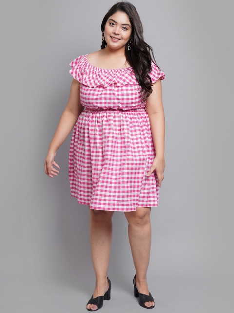 

PrettyPlus by Desinoor.com Pink & White Checked Dress