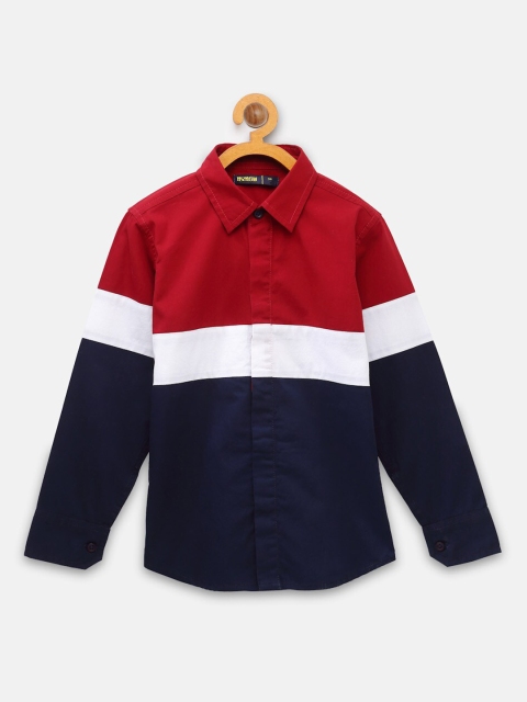 

NYNSH Boys Red Opaque Colourblocked Casual Shirt