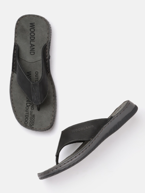 

Woodland Men Black Solid Leather Comfort Sandals
