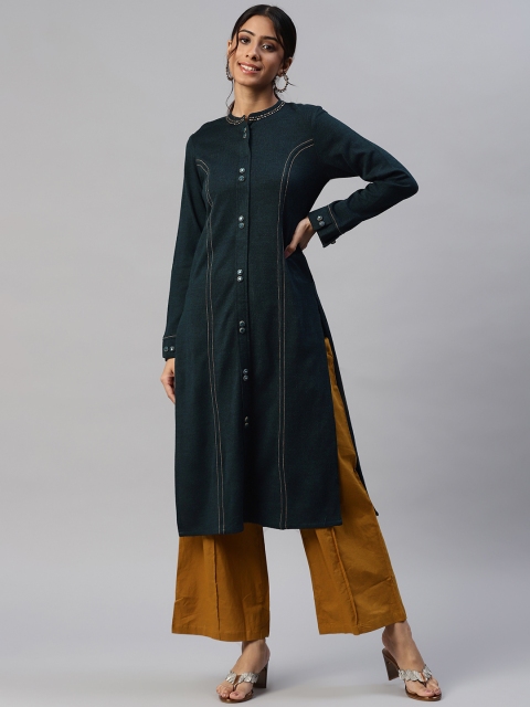 

Laabha Women Teal Woolen Kurta