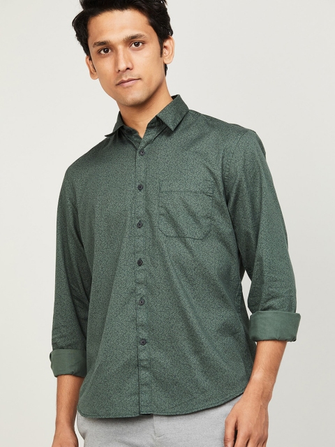 

CODE by Lifestyle Men Olive Green Opaque Printed Casual Shirt