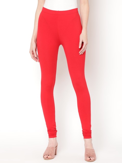 

V2 Value & Variety Women Red Solid Cotton Churidar-Length Leggings
