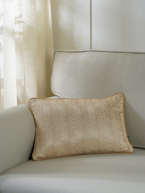 

Pure Home and Living Gold-Toned Zardosi Chevron Embroidered Rectangle Cushion Cover
