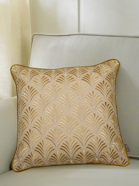 

Pure Home and Living Gold-Toned Wavery Embroidered Square Cushion Cover