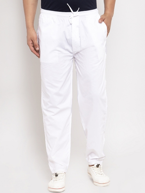 

JAINISH Men Solid Cotton Track Pants, White