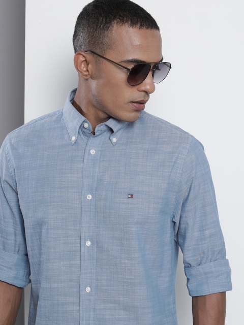 

Tommy Hilfiger Men Blue Opaque Casual Shirt