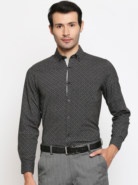 

Solemio Men Brown Opaque Printed Formal Shirt