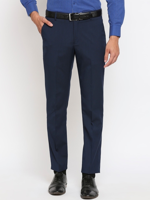 

Solemio Men Navy Blue Formal Trousers