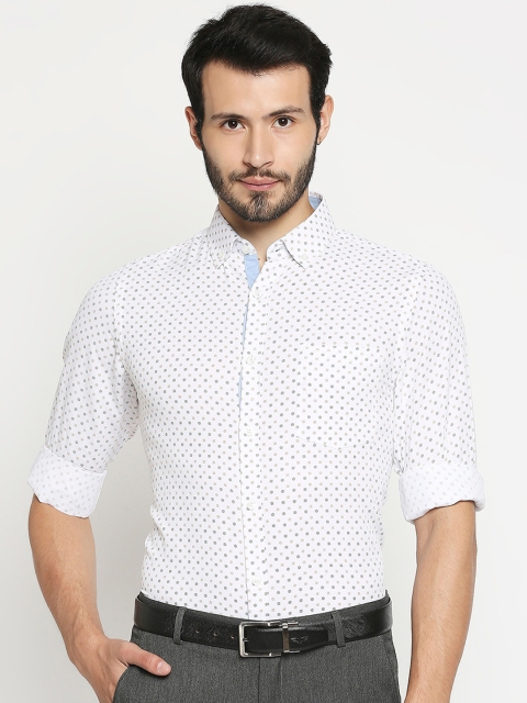 

Solemio Men White Opaque Printed Formal Shirt