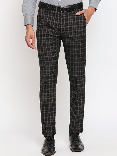 

Solemio Men Brown Checked Formal Trousers