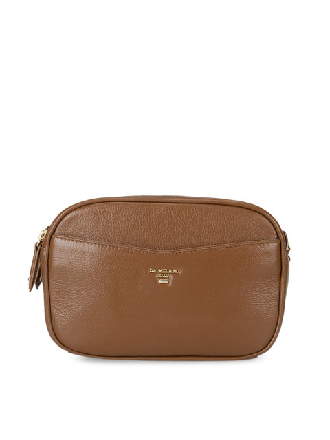 

Da Milano Brown Leather Structured Sling Bag