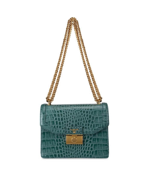 

Da Milano Green Animal Textured Leather Structured Sling Bag