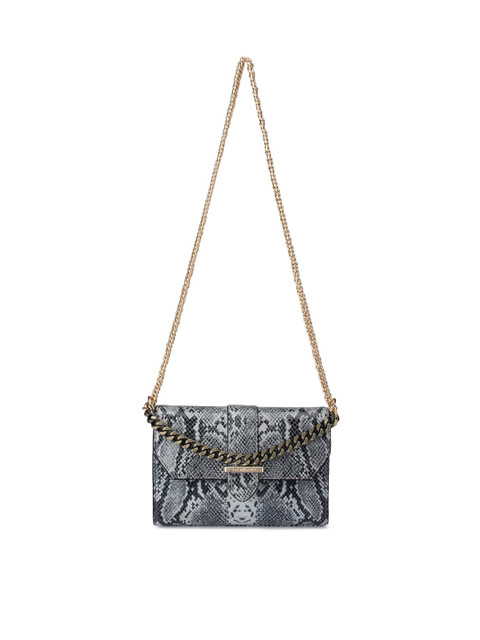 

Da Milano Grey Animal Textured Leather Structured Sling Bag with Quilted