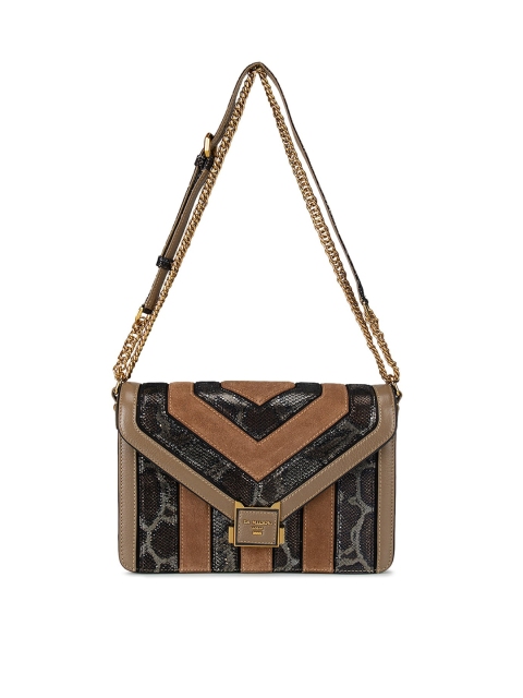 

Da Milano Bronze-Toned Embellished Leather Structured Shoulder Bag