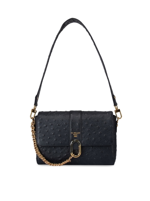 

Da Milano Black Leather Structured Handheld Bag with Quilted